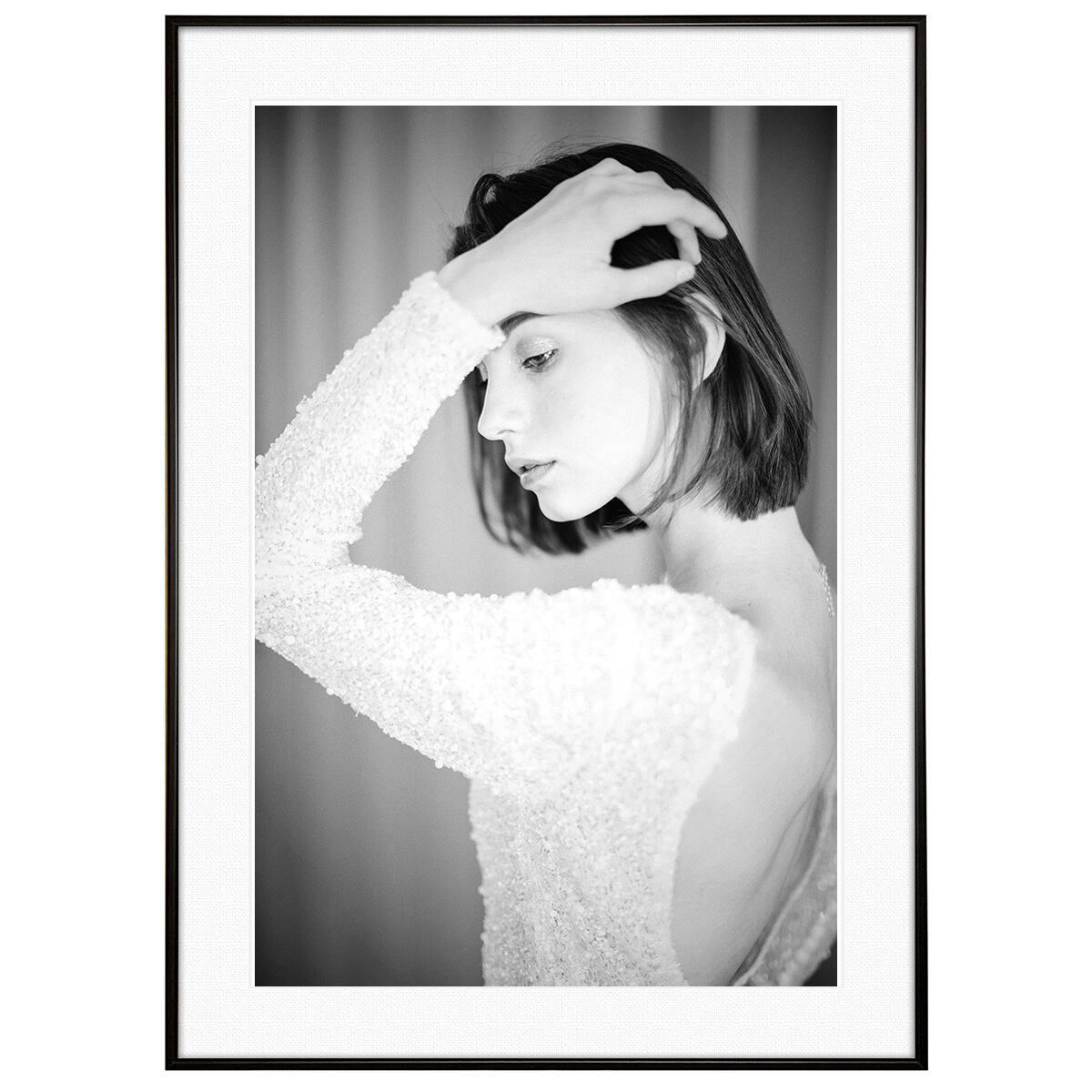 人物写真 ドレス姿の女性の背中 インテリアアートフォト モノクロポスター額装 AS4376