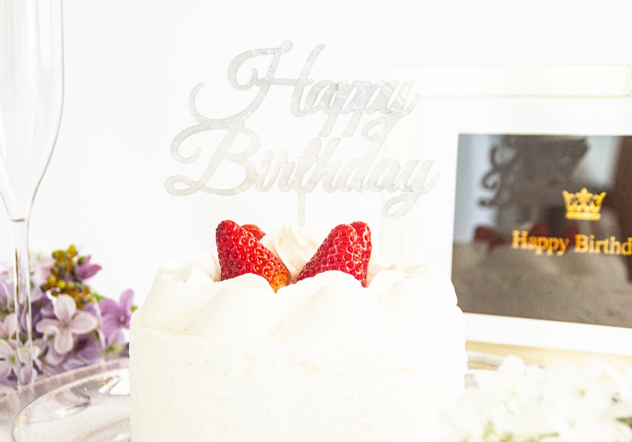 文言変更可】ケーキトッパー大：Happy Wedding, Happy Birthday