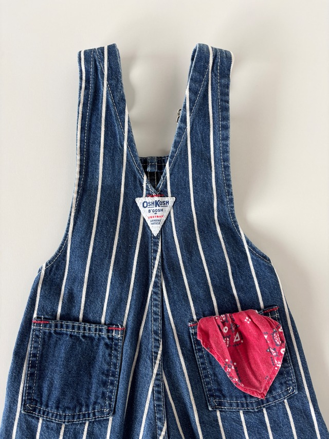 【18-24m相当・vintage】USA製　OshKoshストライプオーバーオール
