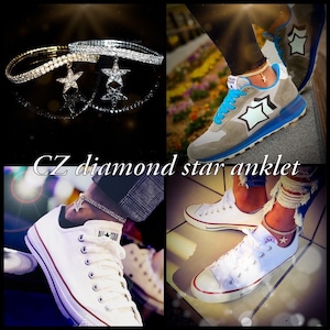 Zirconia star anklet gold or silver №24