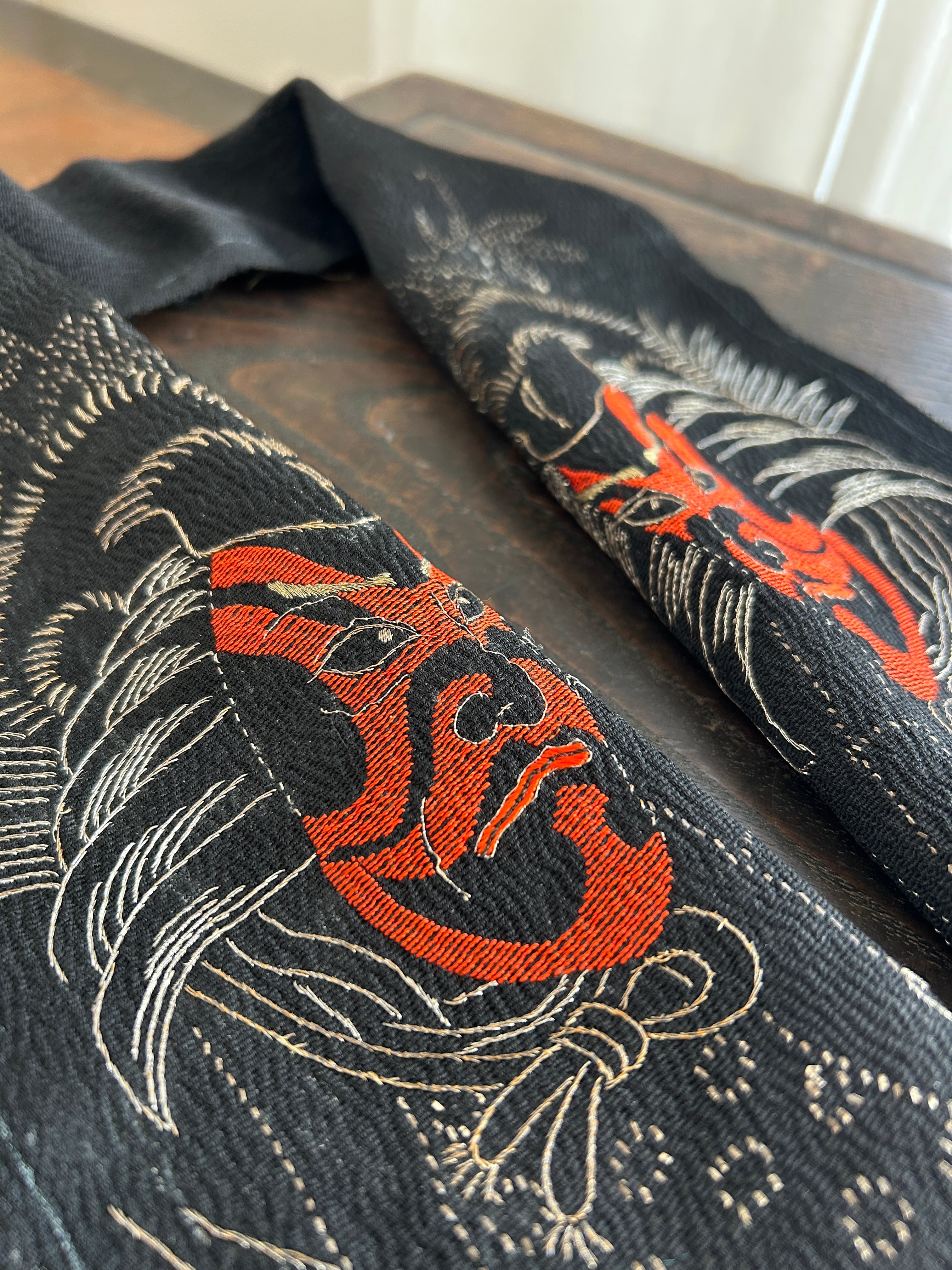 アンティーク刺繍半襟　暫