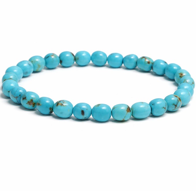 〔K2106-11〕約6.8mm アリゾナ州キングマン鉱山 キングマンターコイズ ブレスレット Kingman Turquoise【カード付】