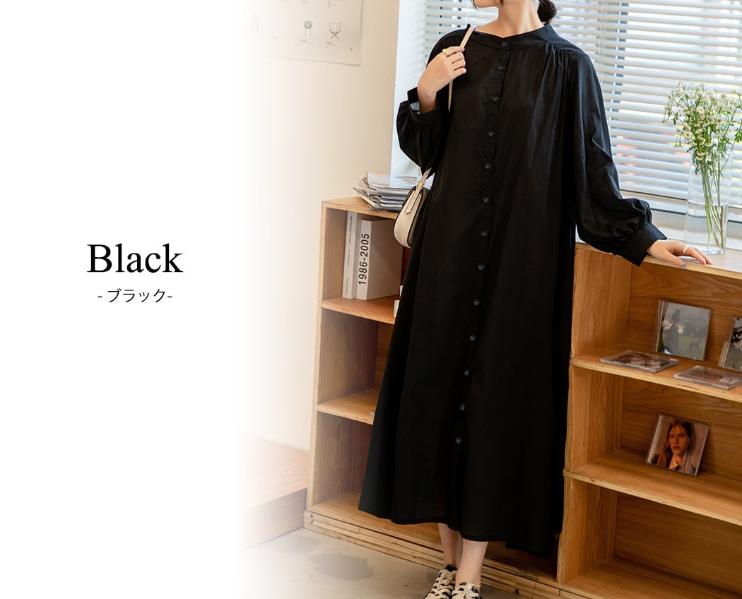 メール便】バンドカラーシャツワンピース／tops1289 | DAY CLOSET