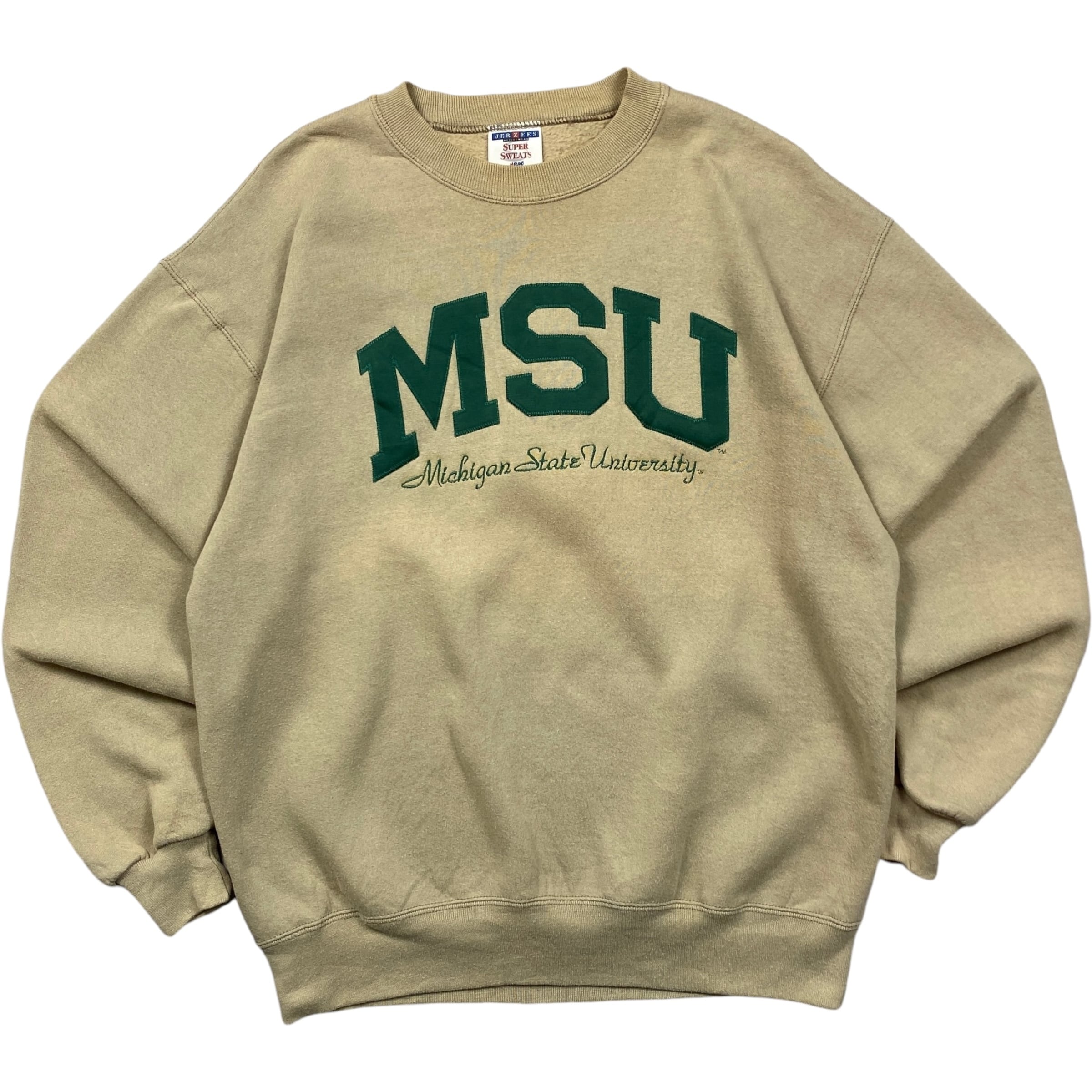 《L》 JERZEES ジャージーズ MSU ミシガン州立大学 カレッジプリント スウェット USA製 90年代〜 No.4254