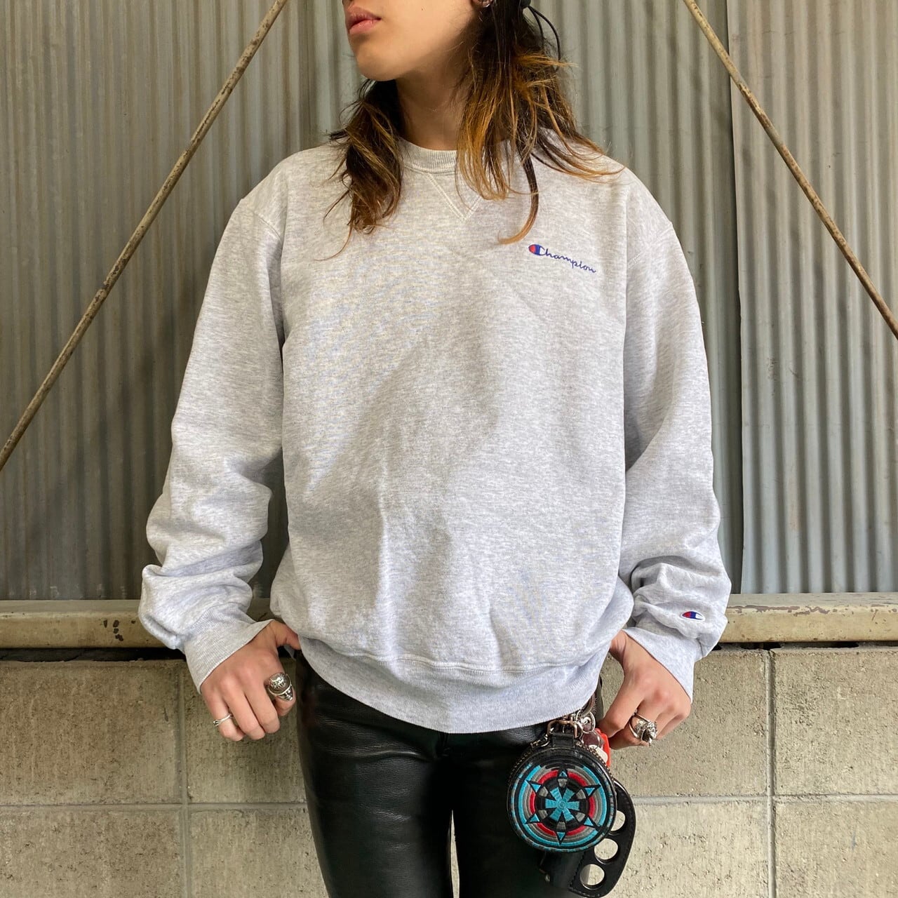 90年代 チャンピオン ロゴ刺繍 前Vガゼット スウェットシャツ メンズL 古着 USA製 90S ビンテージ Champion トレーナー  ヴィンテージ ライトグレー【スウェット】【VTG】 | cave 古着屋【公式】古着通販サイト powered by BASE