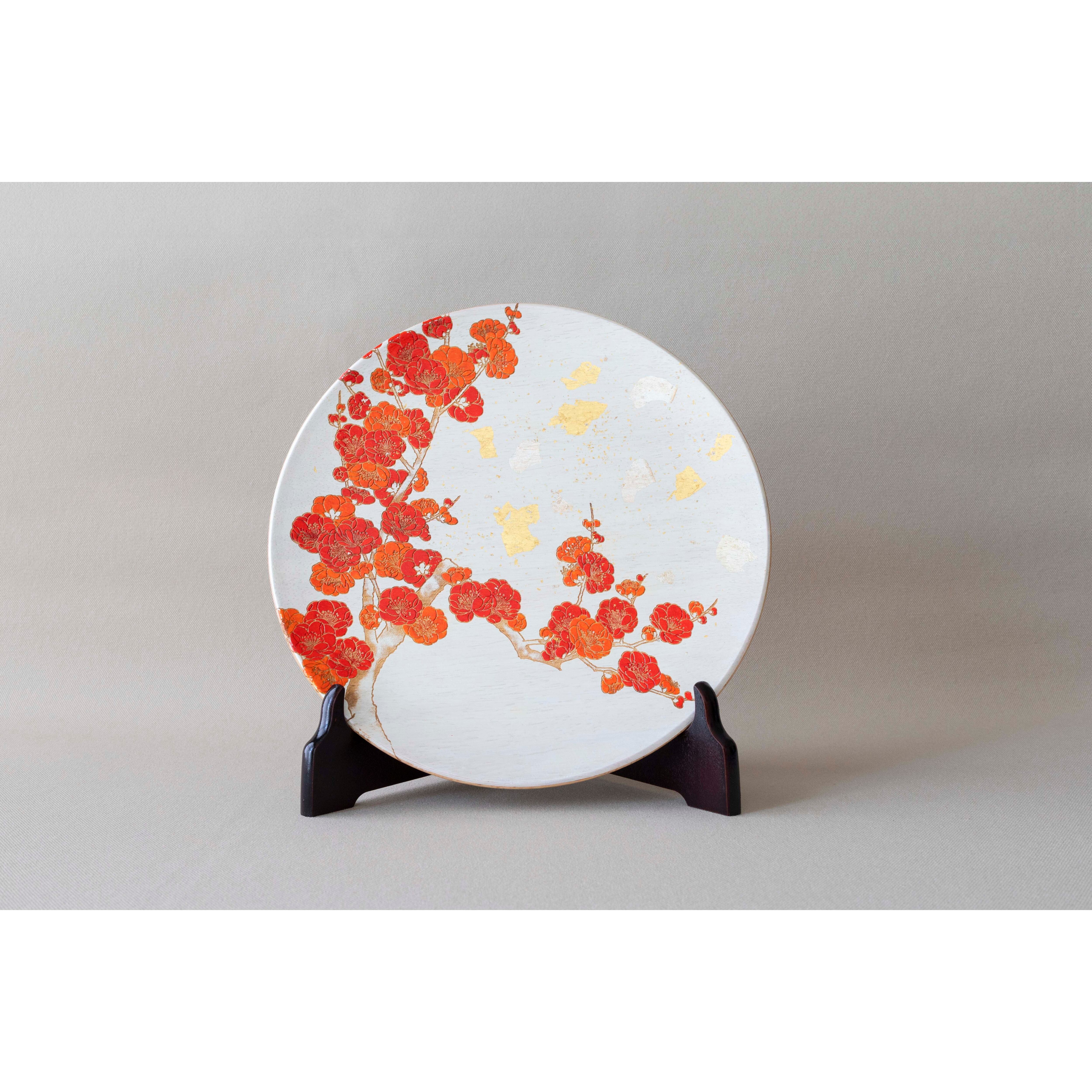 飾り皿】紅梅 Ornamental plate for wall hanging | Sansai