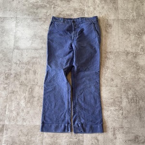 60s Le Favori フレンチワーク モールスキン ブルー パンツ W32