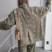 ミニフラワー刺繍オーバーJK/ピスタチオ