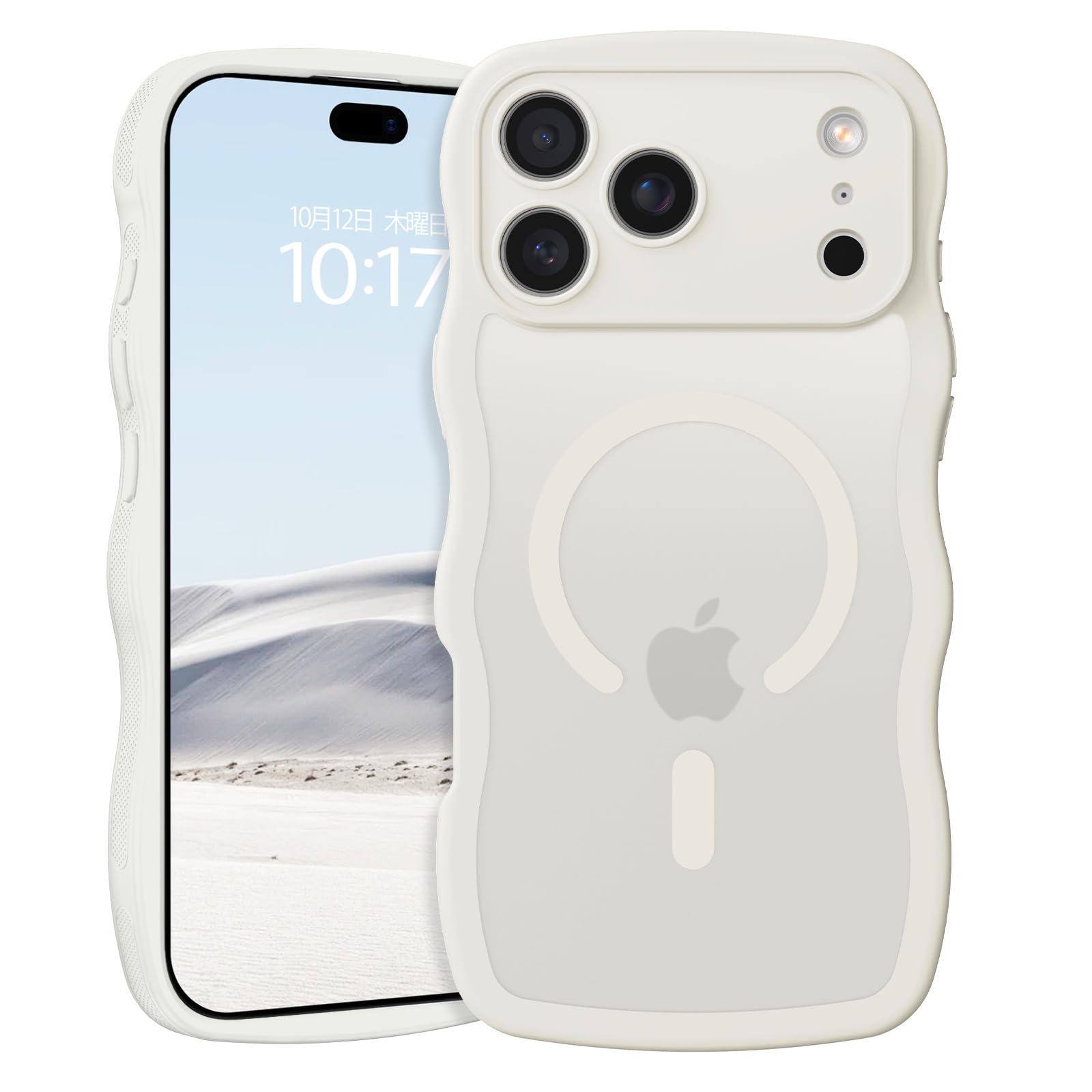 Telaso iPhone 18 Pro用 ケース ウェーブ MagSafe対応 半透明 黄変防止 薄型 TPU PC 6.3" ライトグレー