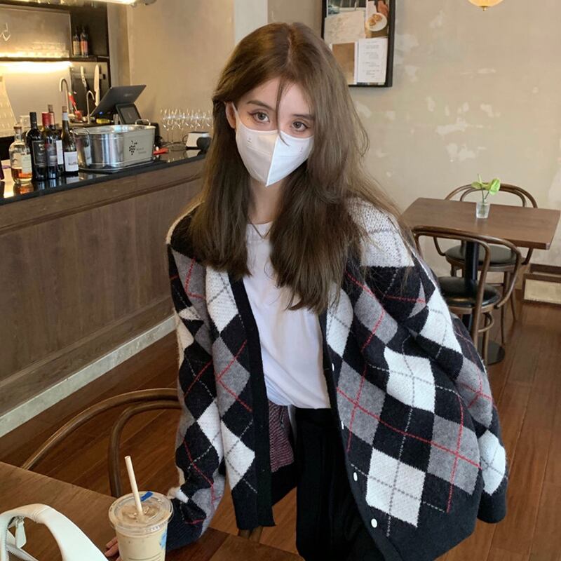 スタイルセーター コート スプリングオータムスタンダードルーズニットカーディガン レトロ 春物 秋物 萌量不足63857606806