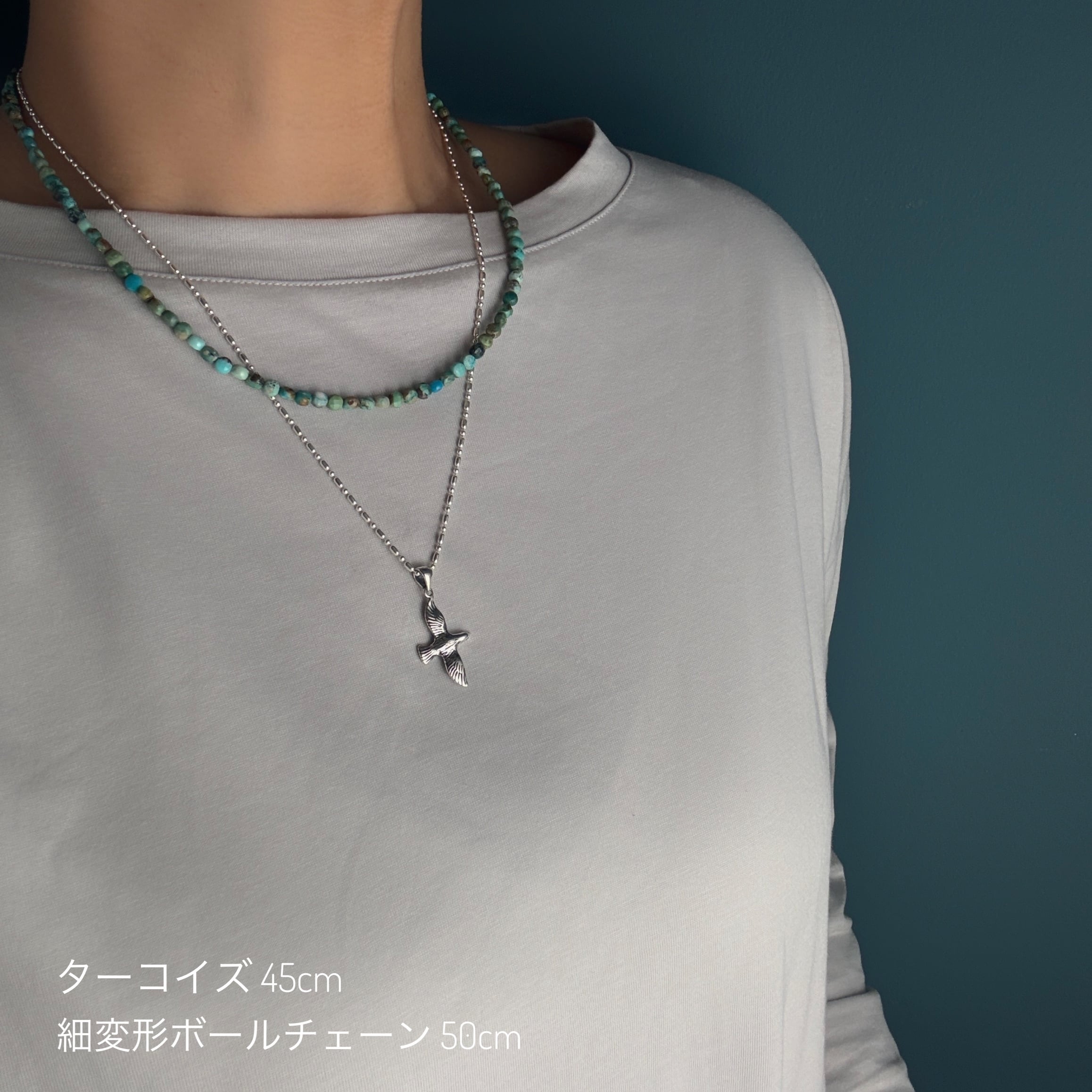 Lagoon Original グリーン ターコイズ 4mm コインカット ネックレス