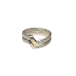 vintage silver × k10 double rope design ring