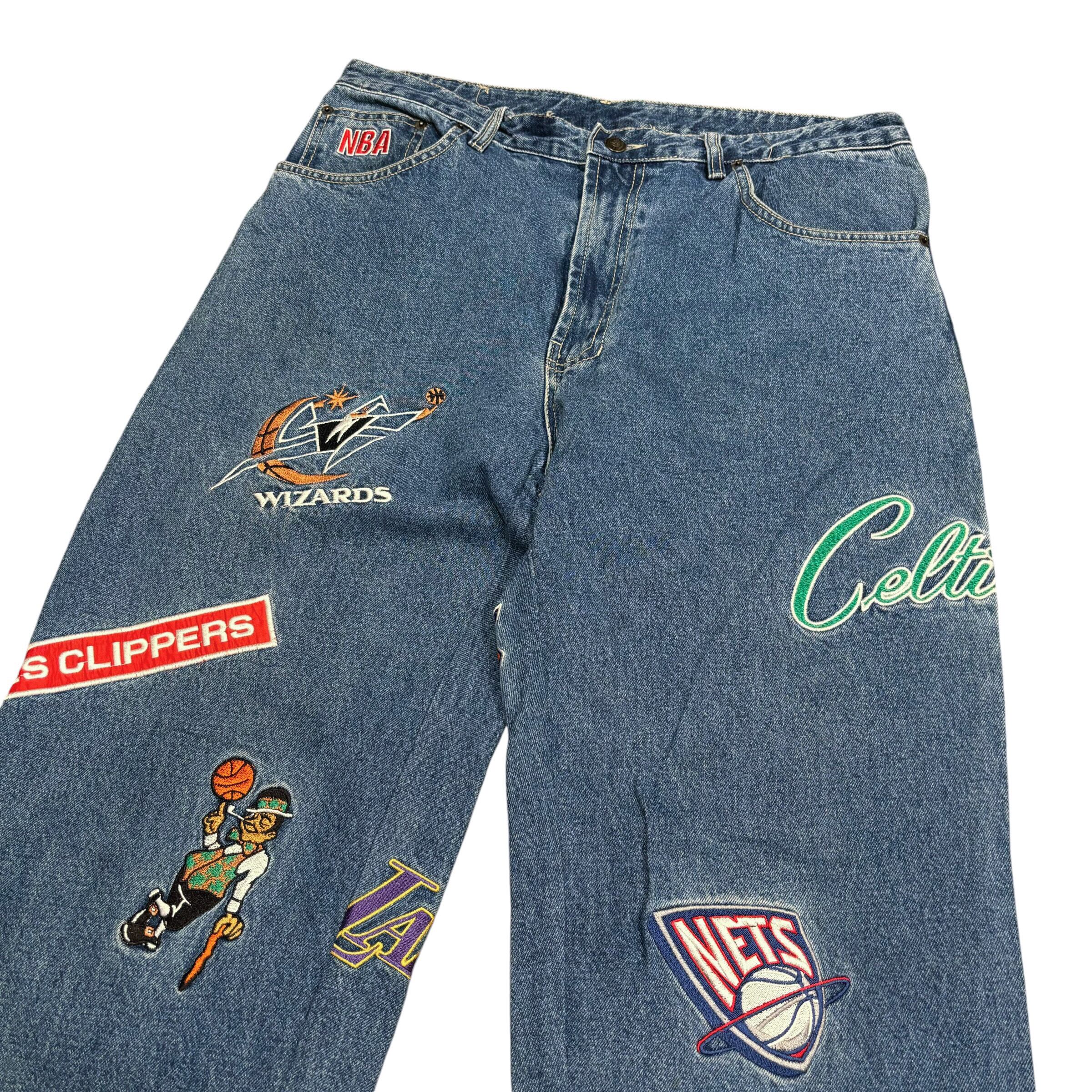 90's USA製 NBA Team Logo Denim Pants W34 / バスケットボール 90's USA製 NBA Team Logo Denim Pants W34 / バスケットボール
