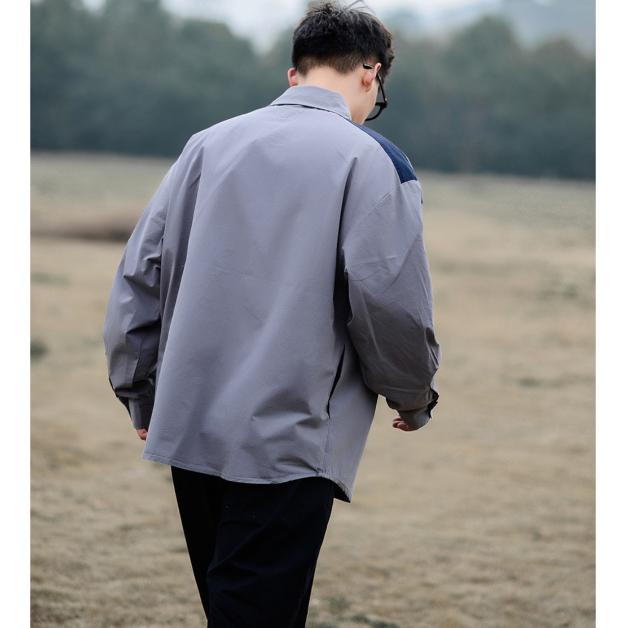 V-design oversized button-down shirt 0177 - 5