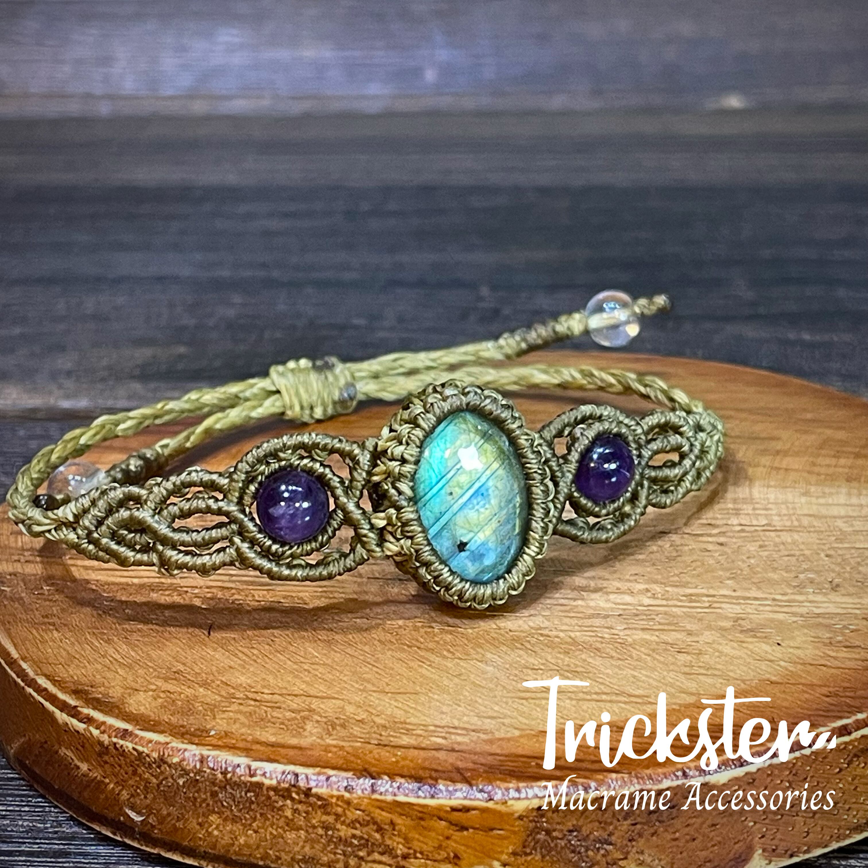 ヘマタイトインクォーツのマクラメペンダント レッドヘマタイトインクォーツ マクラメペンダント T32