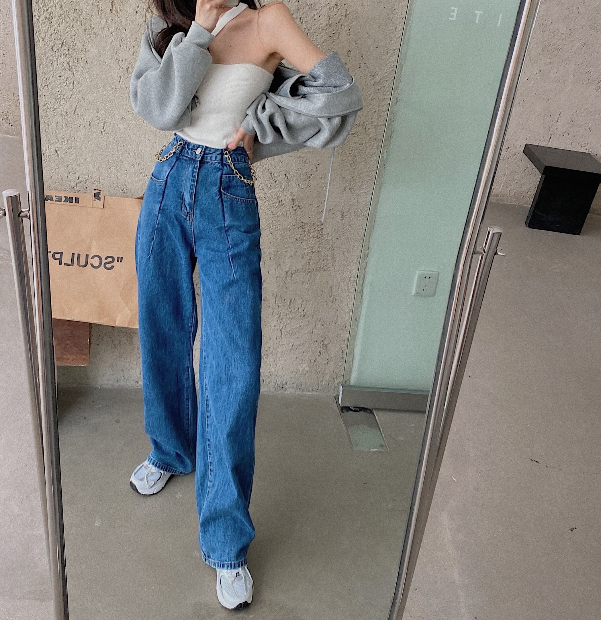 スタイルチェーン ルーズハイウェストウェストジーンズ ガールズファッション35902311283