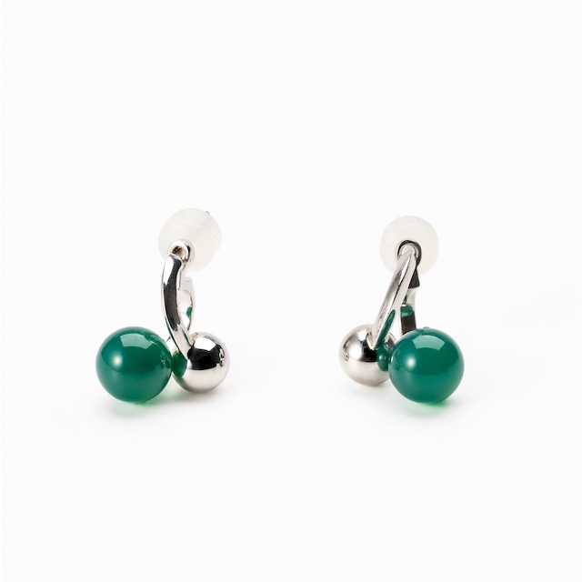 Pierced earring SMA29  グリーンカルセドニーピアス