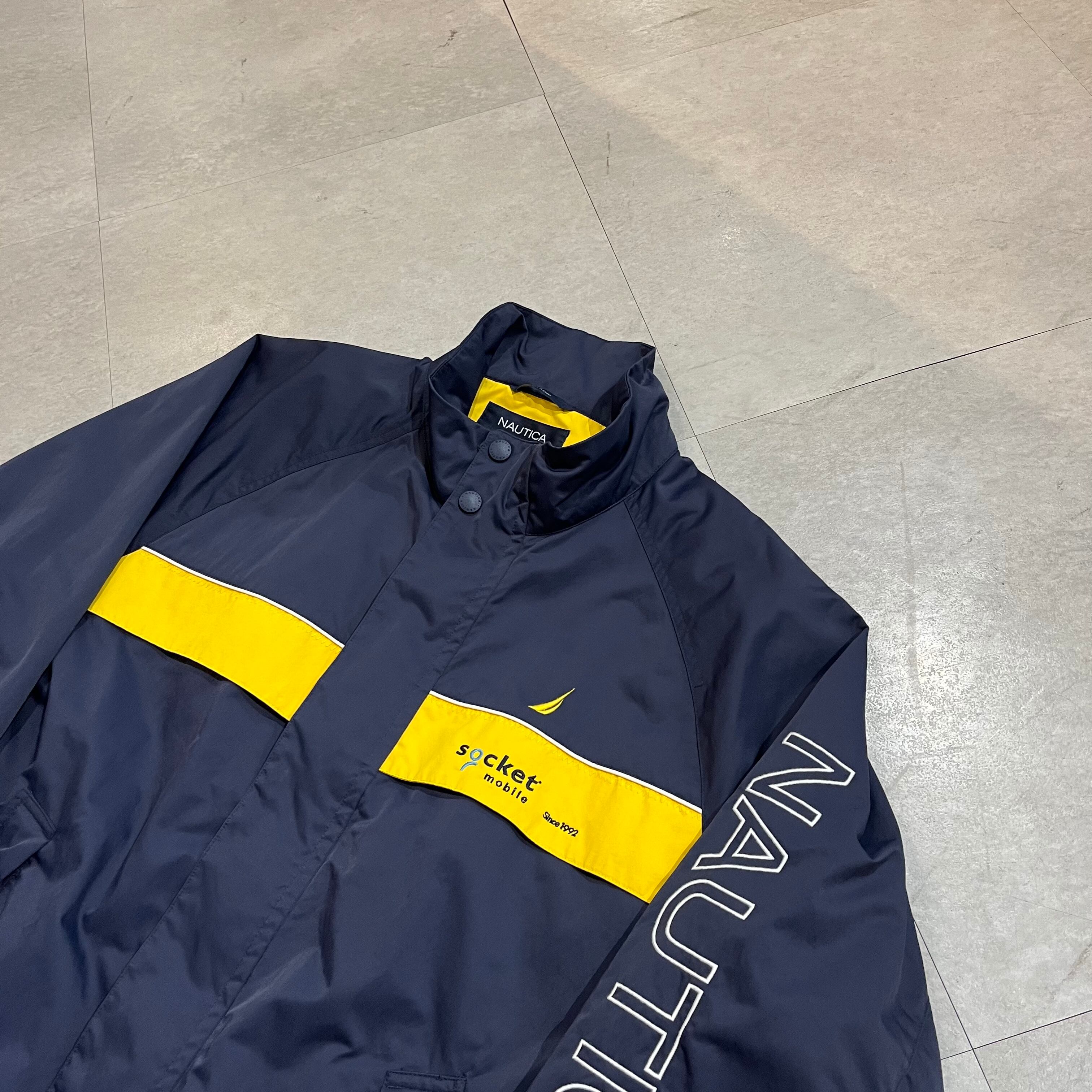 size:XXL【Nautica】ノーティカ セーリング ジャケット 企業ロゴ 紺 黄 ...