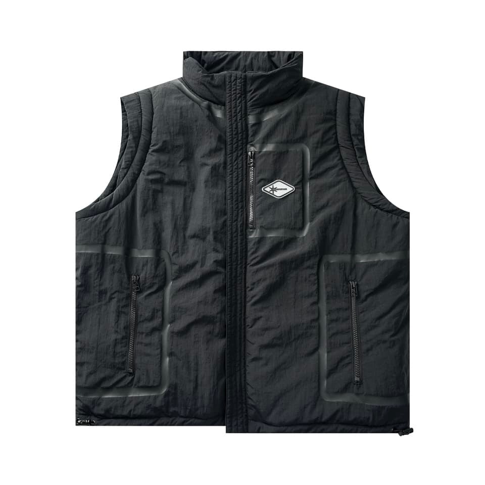 【UNKNOWN LONDON】PADDED TECH ZIP UP VEST