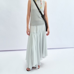 Asymmetrical Midi Flare Skirt T4358