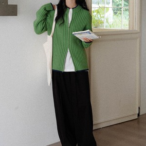 ribbed zip-up cardigan J00150