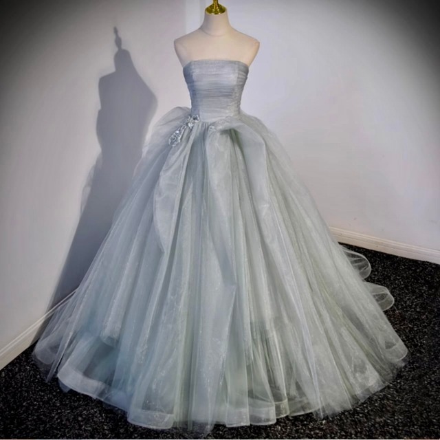 リボンとオーガンジーのビスチェドレスHR 1273