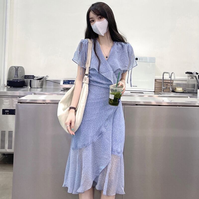 水玉メッシュドレス レディースサマースタイルウェストスカート 夏物 YY-ファッション67616651907