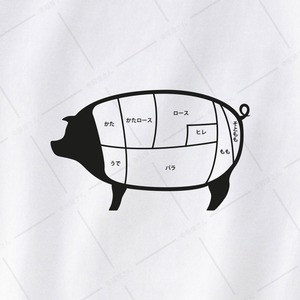 豚肉部位 おもしろ Tシャツ am63 アニマル お肉 焼肉 バーベキュー 哺乳類