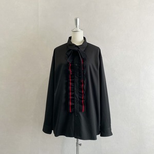 KNIT FRILLED SHIRTS / BLACK×RED【MILK BOY】