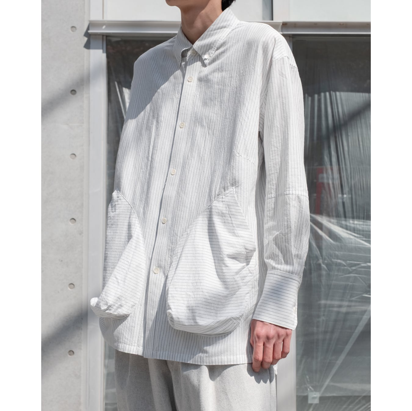 Nomàt] (ノマット) 25SS N-B-10 Accordion Pocket Shirt (Stripe