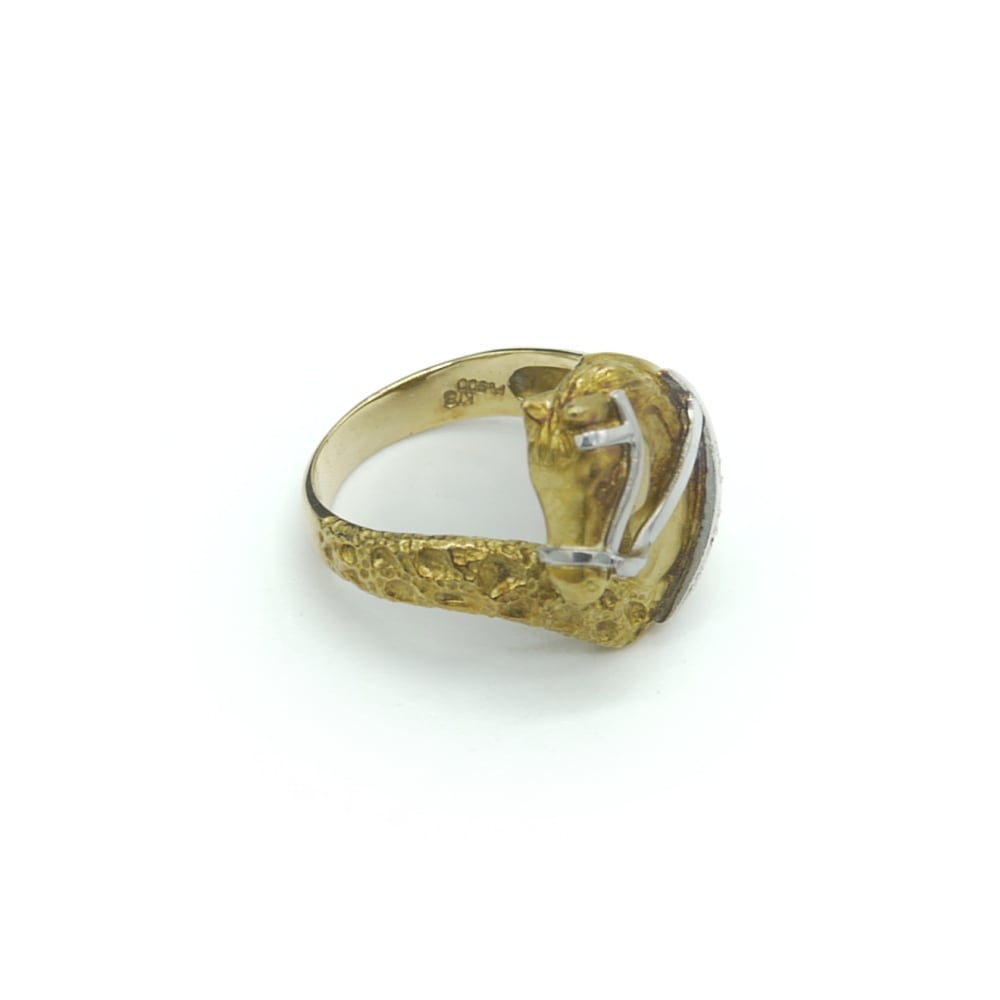 K18/Pt900 ダイヤモンド ホースデザインリング 18金 プラチナ 指輪 11号 Y01242