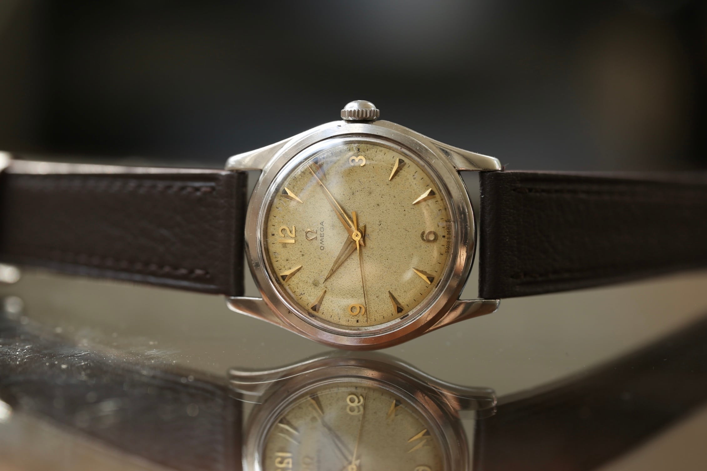 オメガ　シーマスター　ビンテージ OMEGA】 1952年製 オメガ シーマスターケース 飛びアラビア エイジング