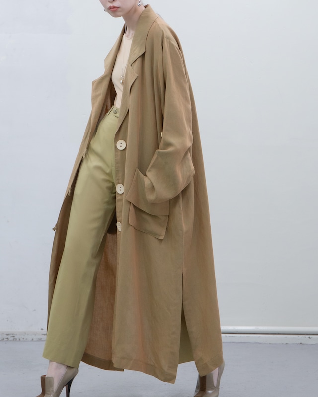 1980s iridescence linen chambray wide coat