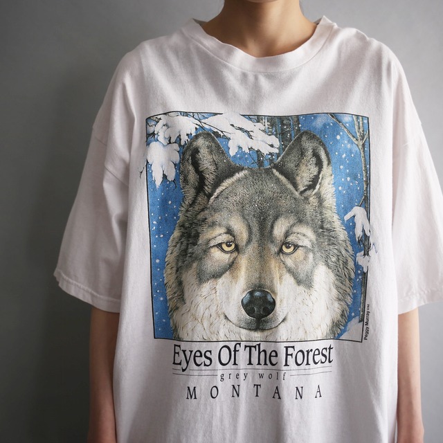 "狼" box print h/s big tee