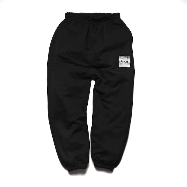bassandme 10oz wide sweat pants ”B.A.M+BASS-TEX” type-pile-shield-black-reflector