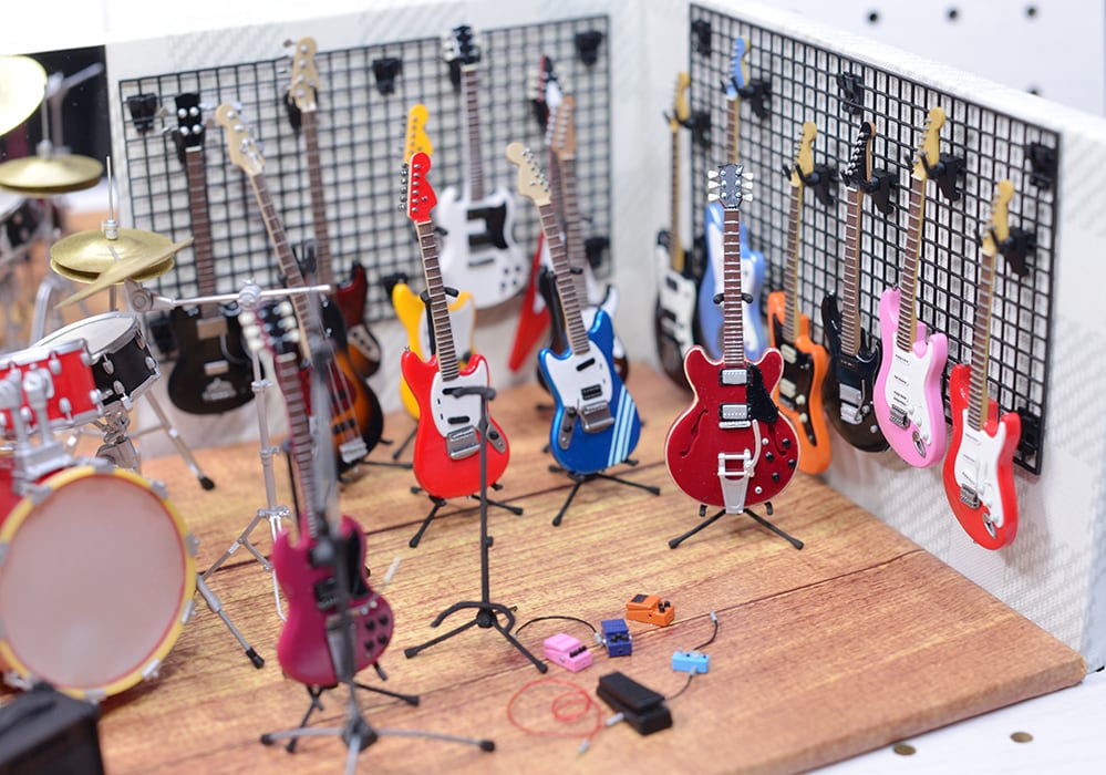 1/12 壁掛けギターラック 3Dプリンタ出力未塗装キット ネット 網掛け