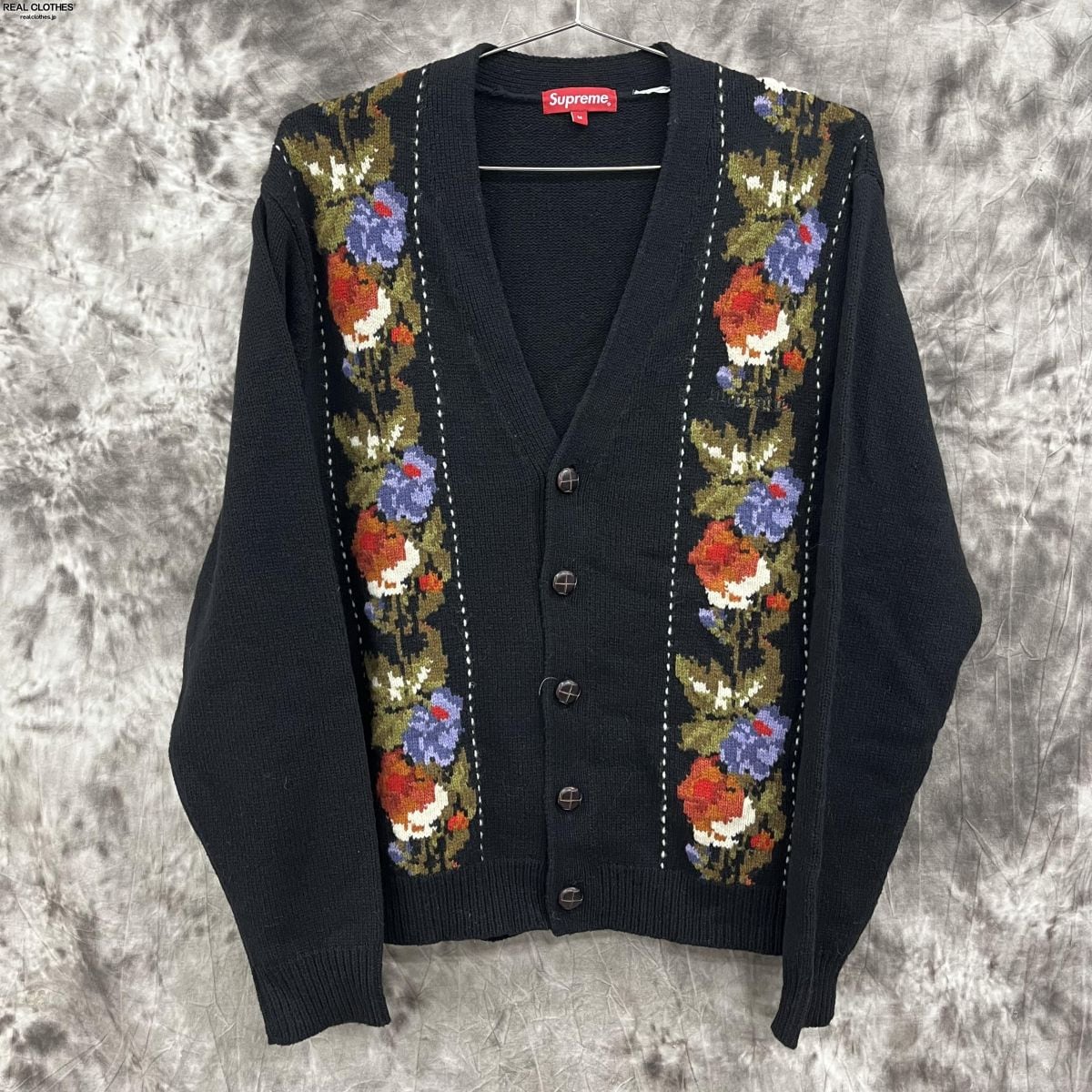 Supreme floral stripe cardigan ブラック