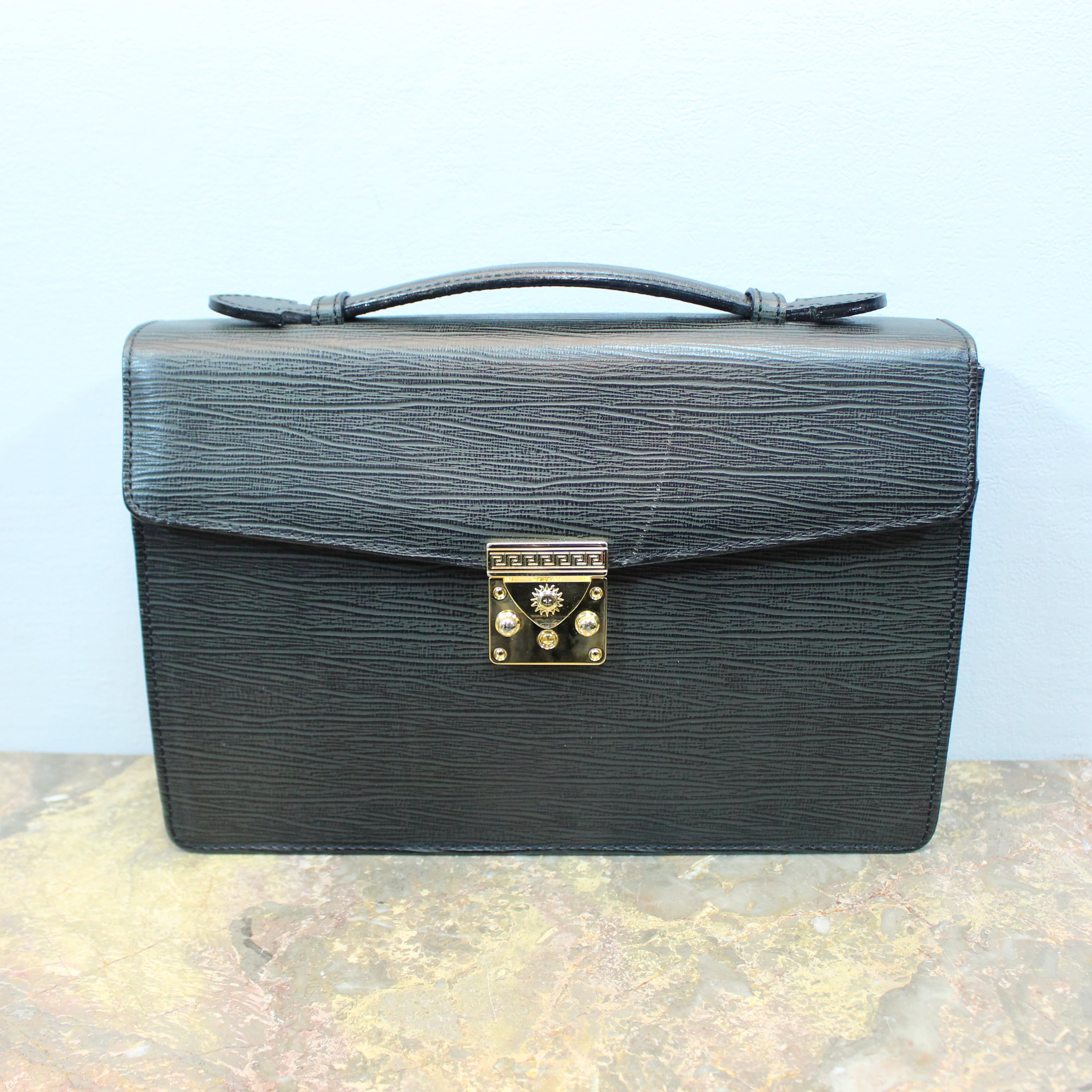 2000000026848 GIANNI VERSACE LEATHER BUSINESS BAG STYLED IN ITALY