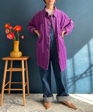 【送料無料】90's oversized corduroy purple shirt