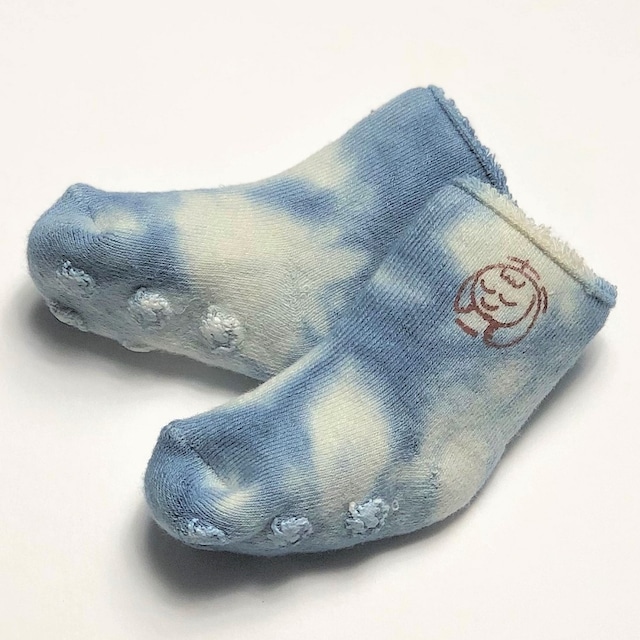 赤ちゃん靴下（本藍染:ブルー×オーガニックコットン，裏地パイル）