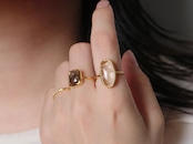 S925 SINGLE STONE THIN RING -GOLD RUTILE QUARTZ- 03