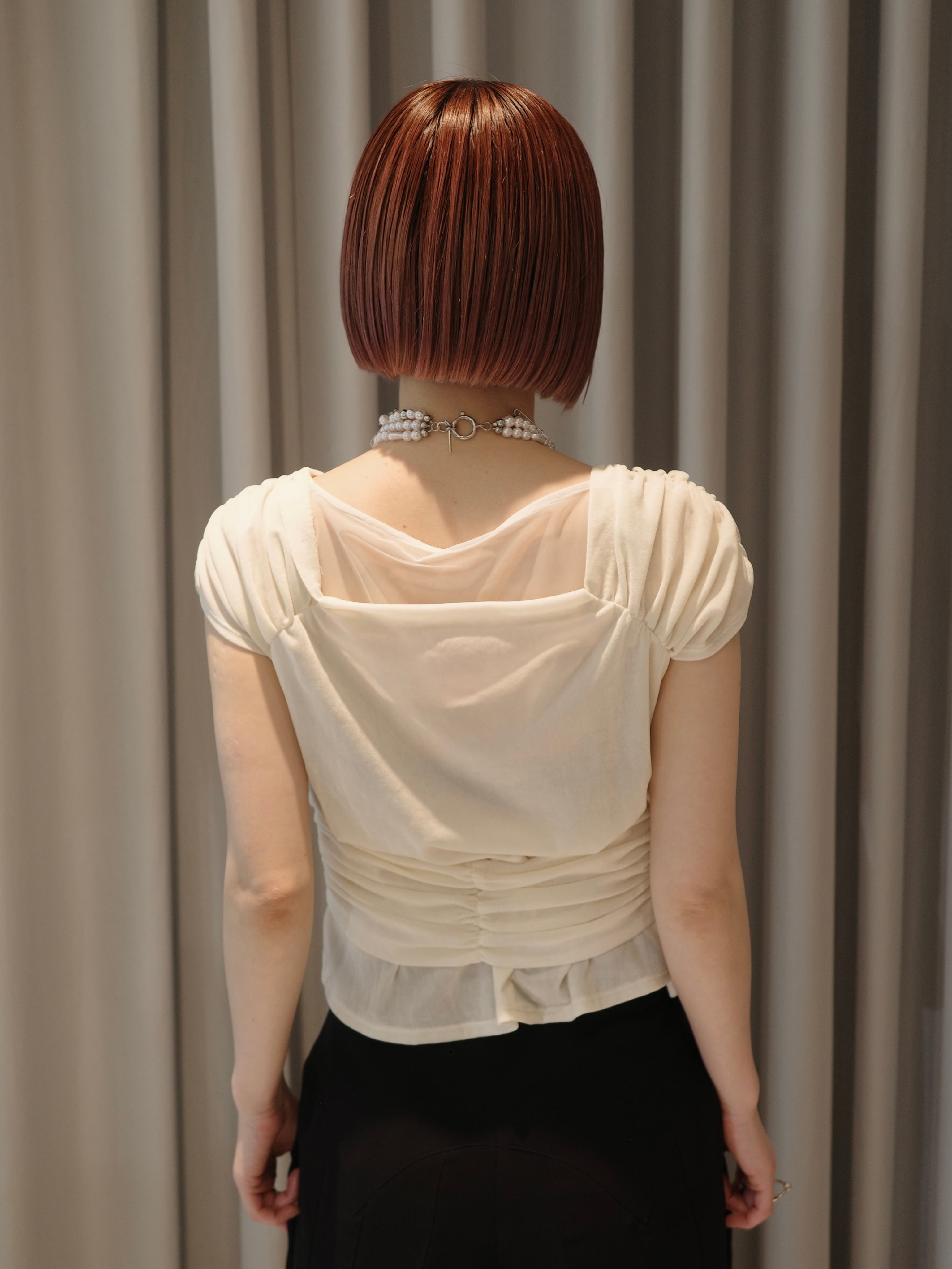 26SS】FETICO フェティコ / チュールトップス 半袖 /VELVET TULLE