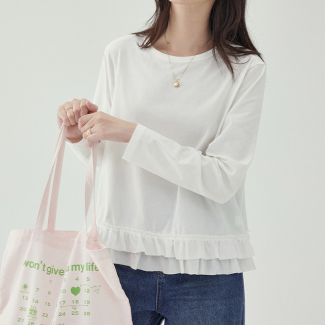 レースデザイン長袖トップス　M1852