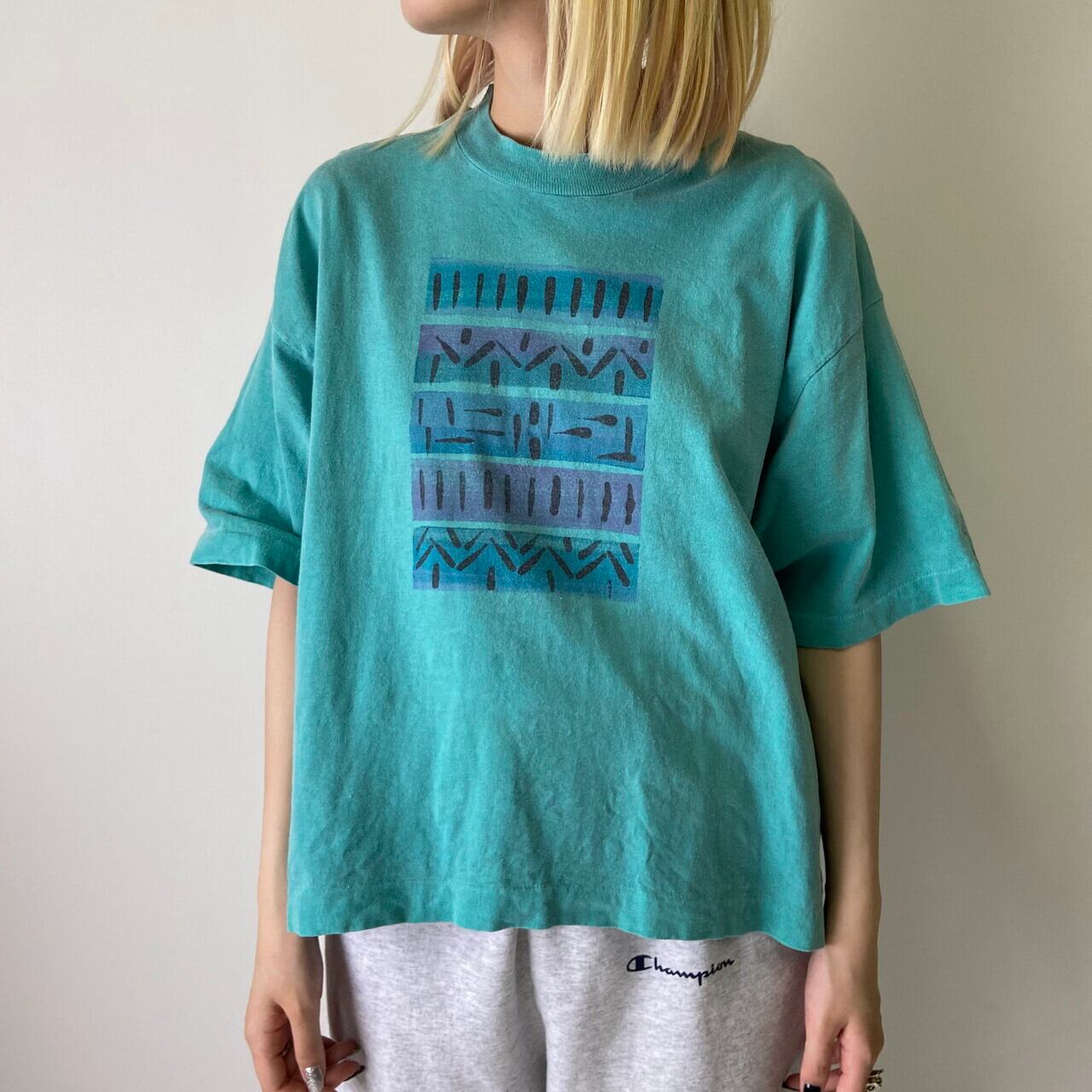 USA製 90年代 ヴィンテージ ショート丈 プリント Tシャツ メンズ ...