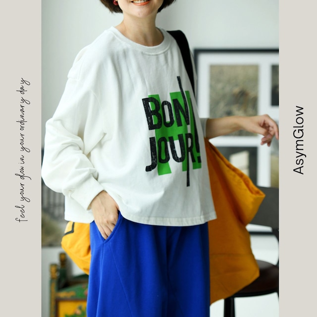 ビッグシルエットクルーネックプリントTシャツ A00381
