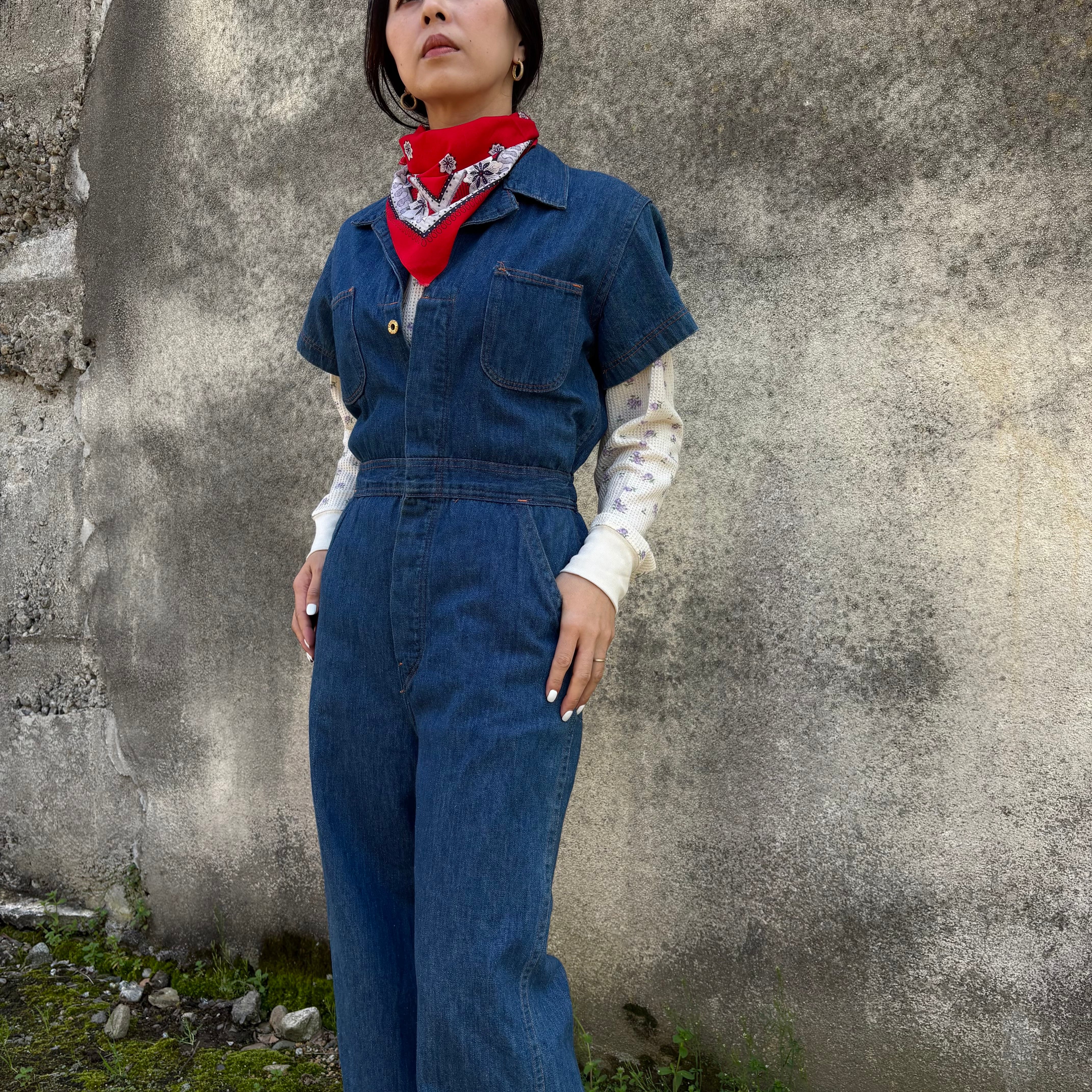 Vintage Indigo Flare Denim Jumpsuit
