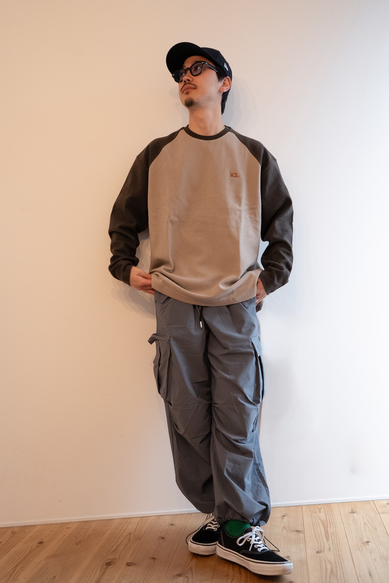 Bicolor long sleeve Tee/BROWN