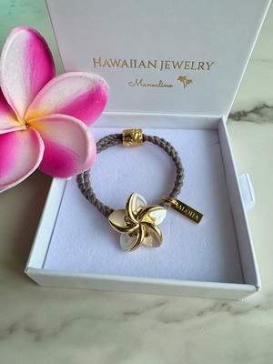 Plumeria Shell hair accessory Hawaiian jewelry(ハワイアンジュエリーマザーオブパールプルメリアヘアゴム)