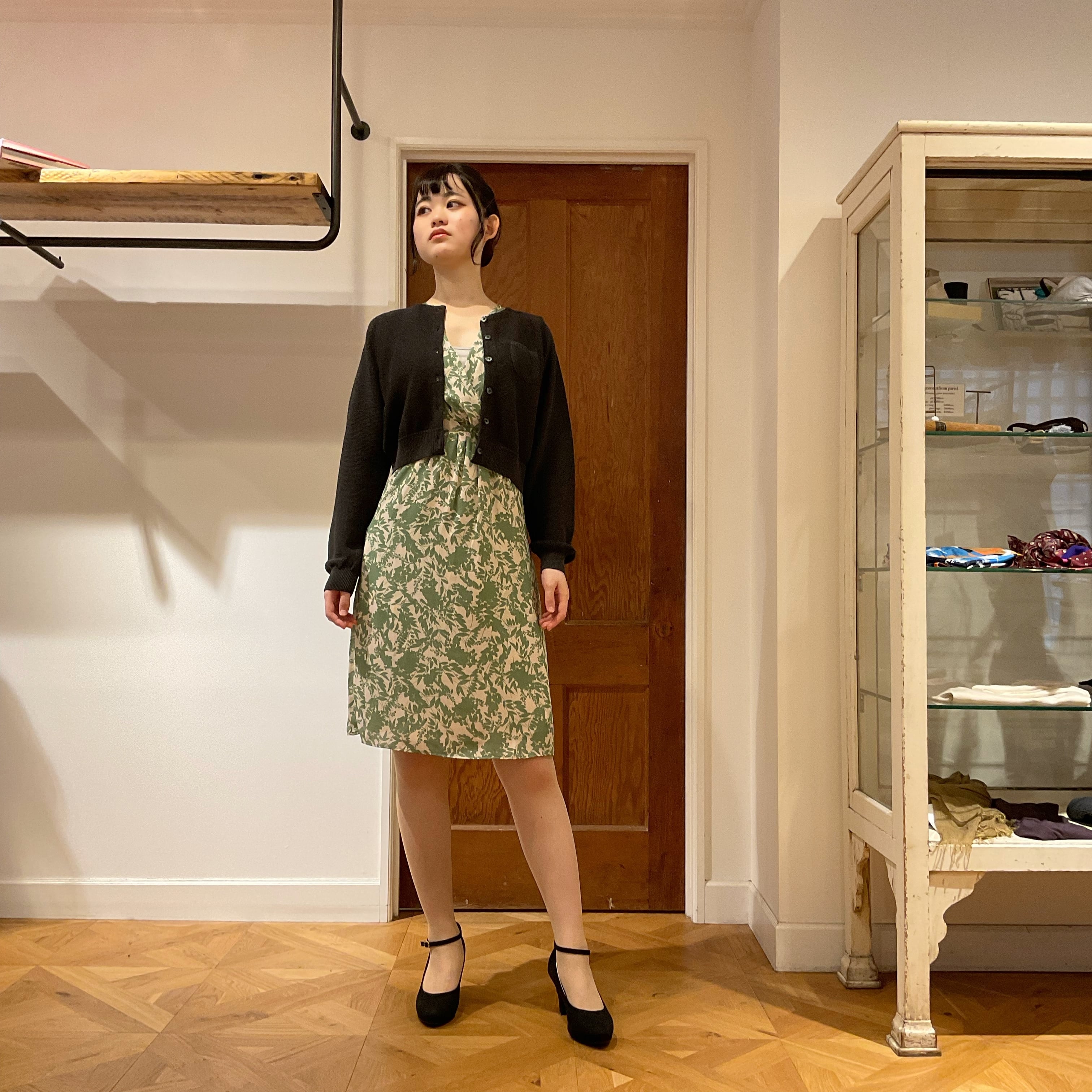 Phalaenopsis 花柄フランス製 フラワープリント フレンチスリーブ