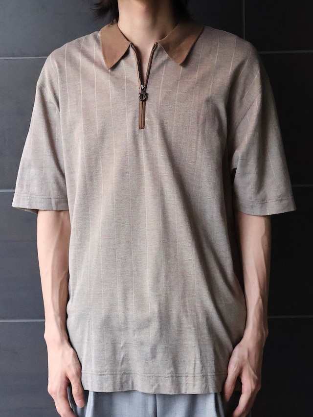 【salvatore ferragamo】coloring half zip polo shirt